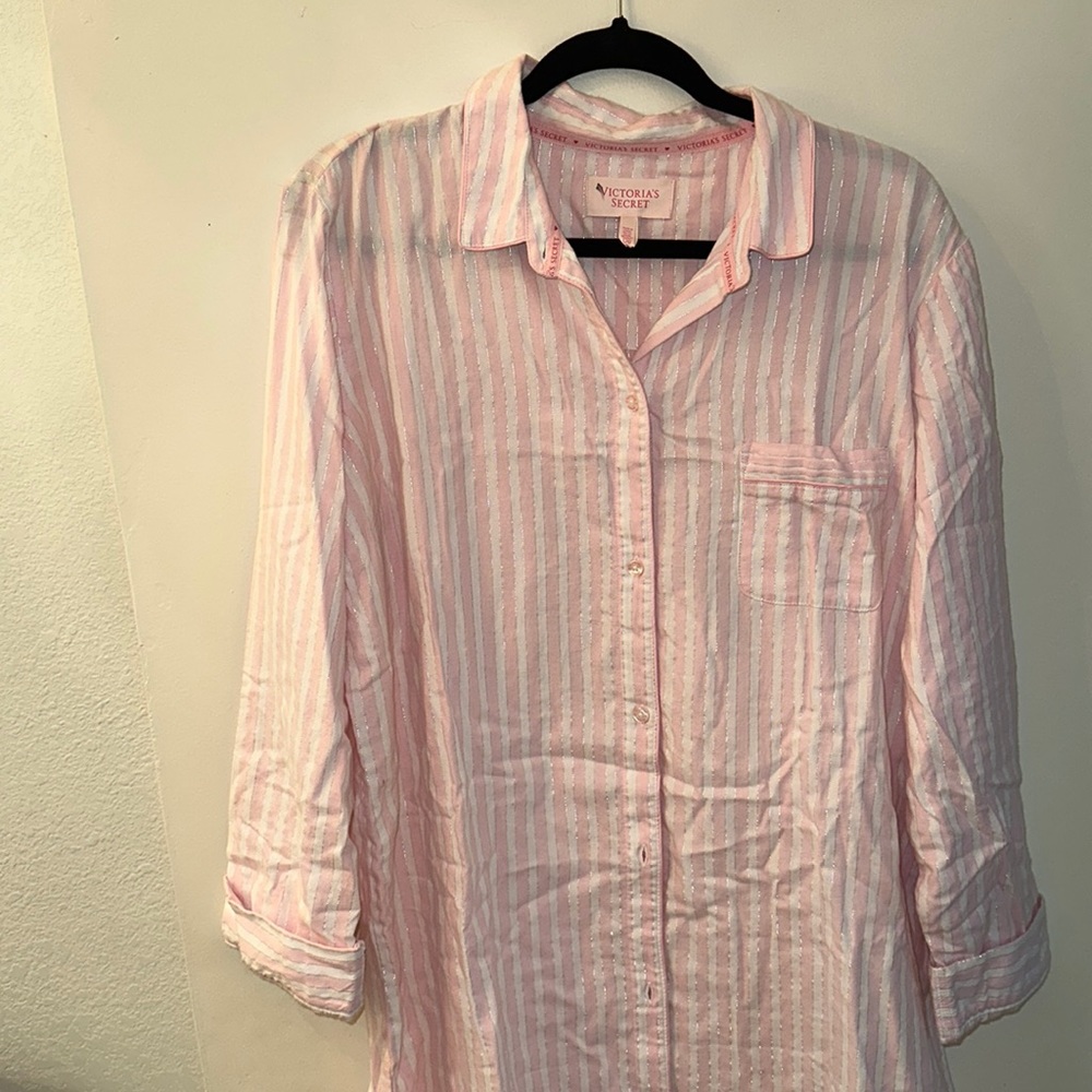Victorias Secret Pink Striped Pajama Dress